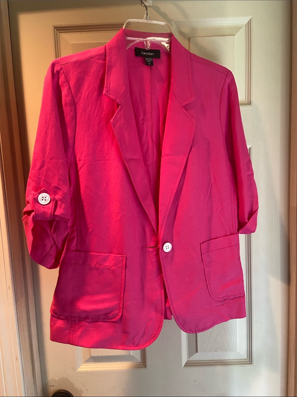 Karen Kane Hot Pink Roll-Sleeve Blazer